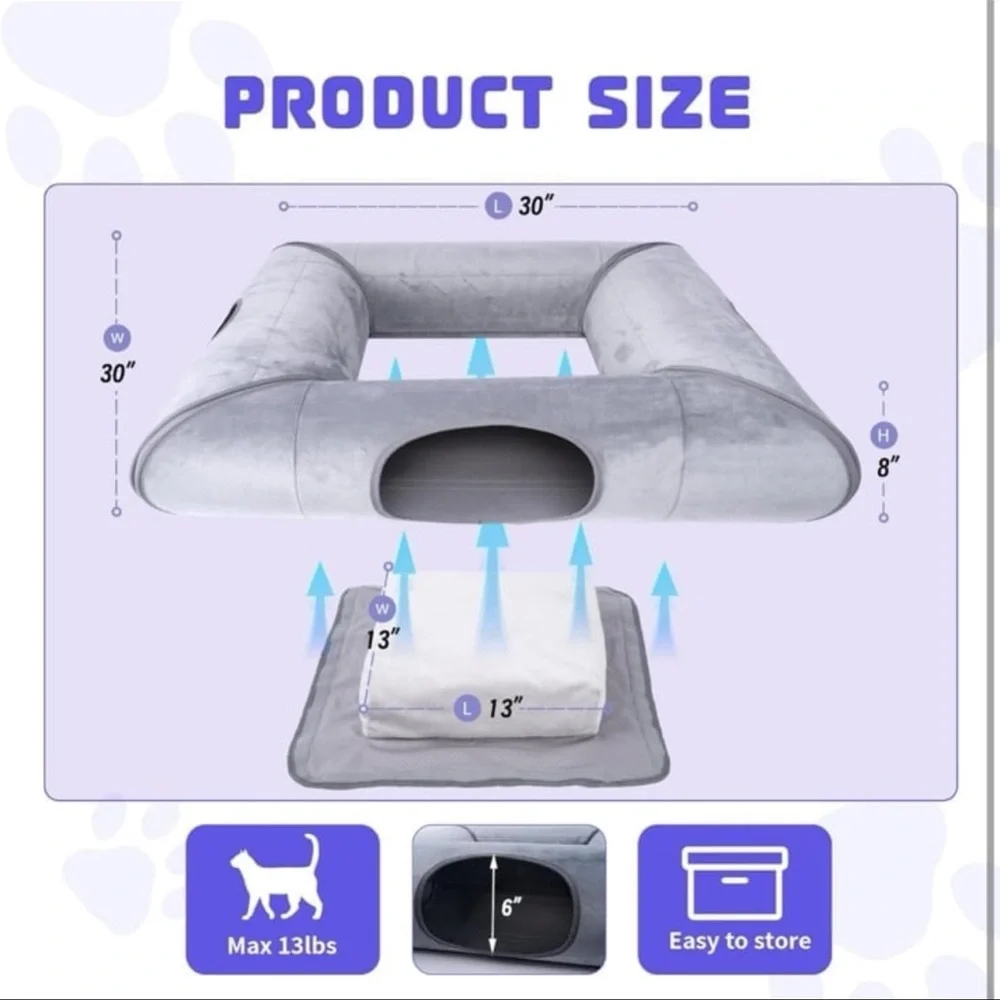 Cat Tunnel Bed, Indoor Cat Cave, Removable Cat Tunnel with Removable Soft Pad
